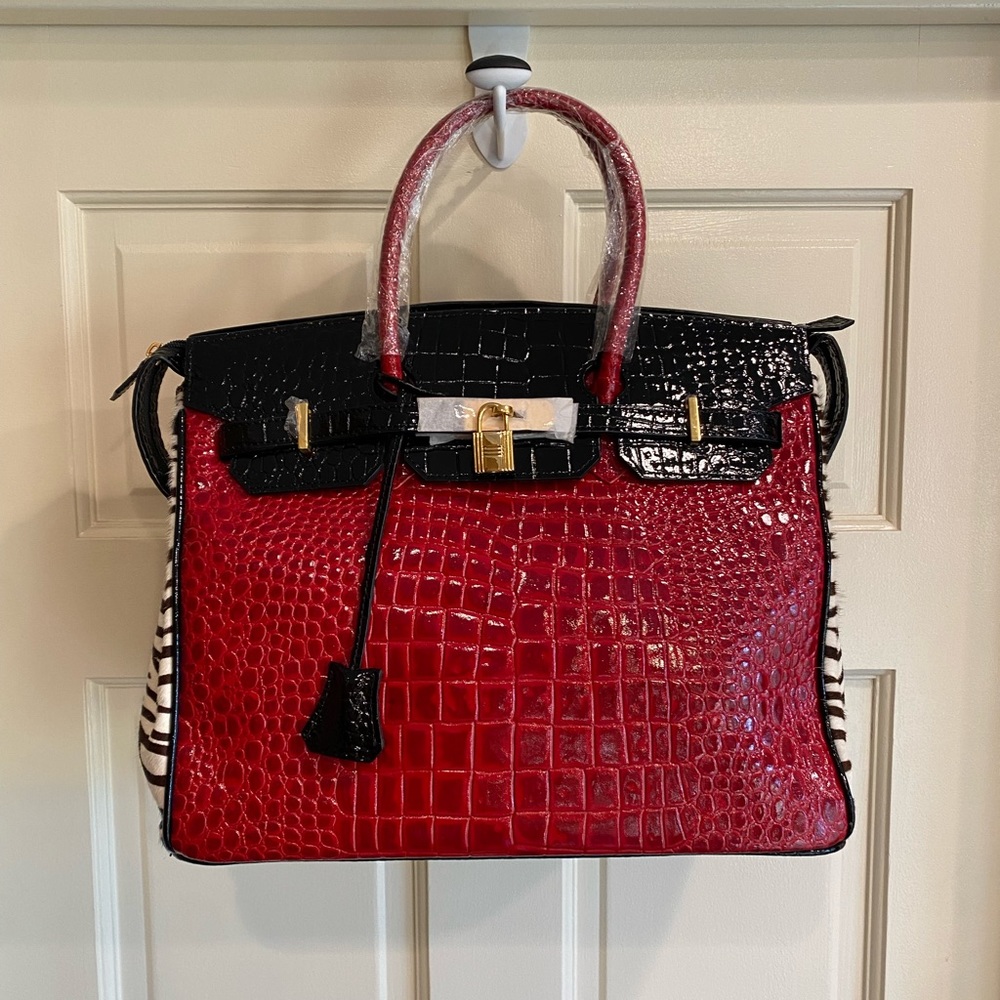NEW Red, Black animal tote